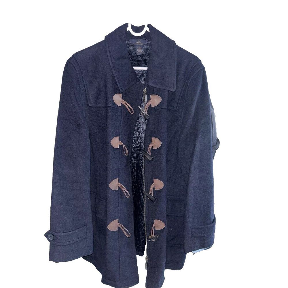 346 Brooks Brothers Women's Wool/Cashmere Navy Blue‎ Duffle Coat Sz 14 Preowned